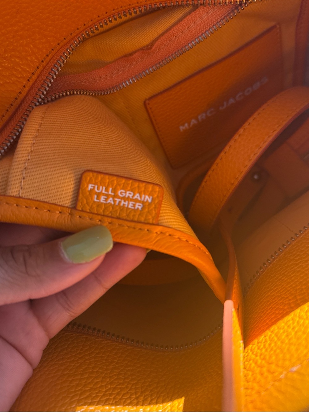Marc Jacobs Orange Pebbled Leather Tote with Top Handles - Picture 7 of 8